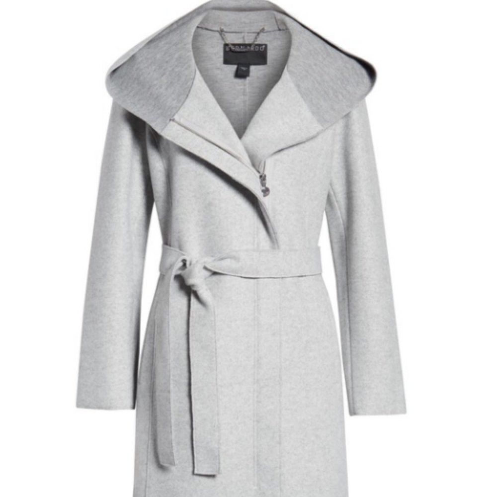 BERNARDO Hooded Faux Wrap Coat